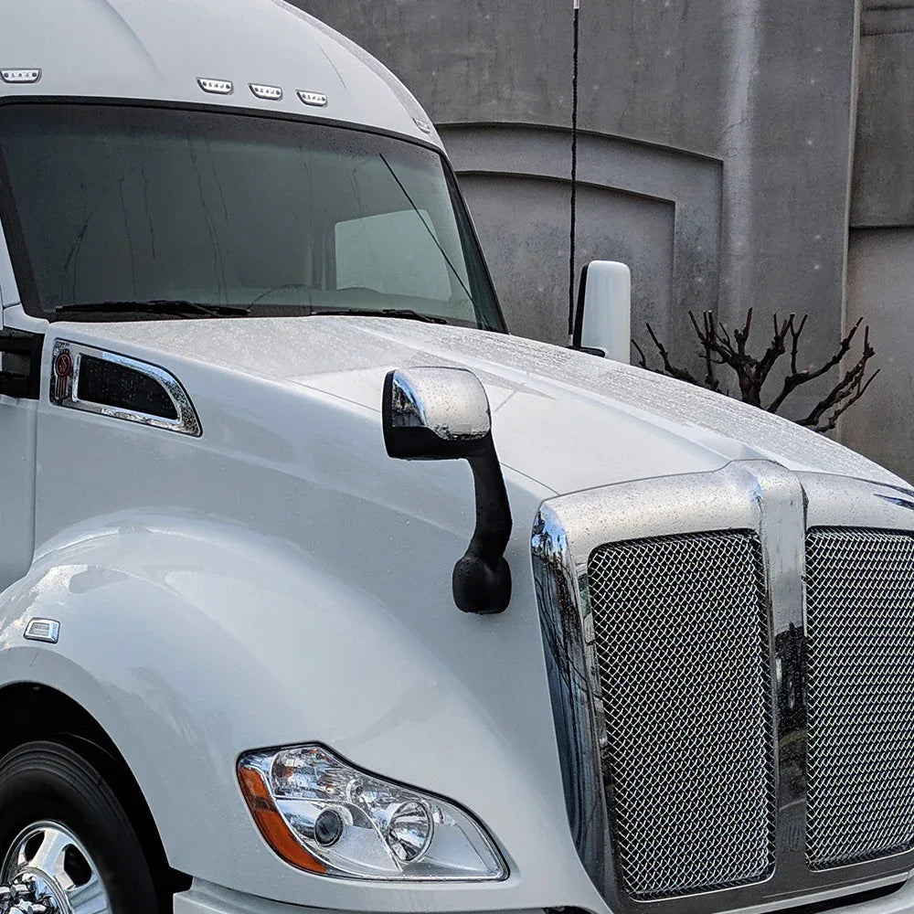 A Pair Of Chrome Hood Mirror Covers Fit For Kenworth & Peterbilt - THE MILE MAKER DRIVER SHOP