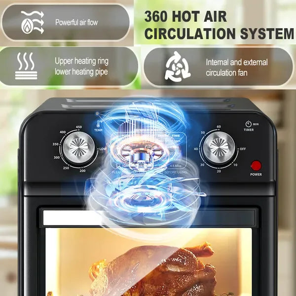 Plum Chef Air Fryer, 13QT Multifunctional Convection Toaster Oven Air Fryer Combo, 360° Hot Air Circulation For Healthy Oil-Free Cooking, Adjustable Time & Temp Control, Stainless Steel Contertop Oven - THE MILE MAKER DRIVER SHOP