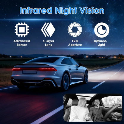 WiFi FHD 1080P 3 Channel Car Dash Cam Front Rear Inside With 32G MMC Card Motion Detection Loop Recording Infrared Night Vision Surveillance Car Camera With App Control - THE MILE MAKER DRIVER SHOP