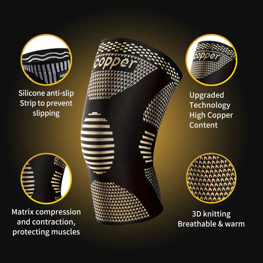 1 Pair Copper Knee Pads Ultimate Shock-Absorbing Gear For Men & Women Superior Knee Support For Sports Yoga Fitness Basketball - THE MILE MAKER DRIVER SHOP