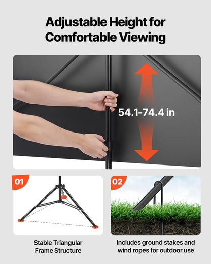Tripod Projector Screen With Stand 80 Inch 160° Wide Angle 4K HD 16:9 Screen - THE MILE MAKER DRIVER SHOP