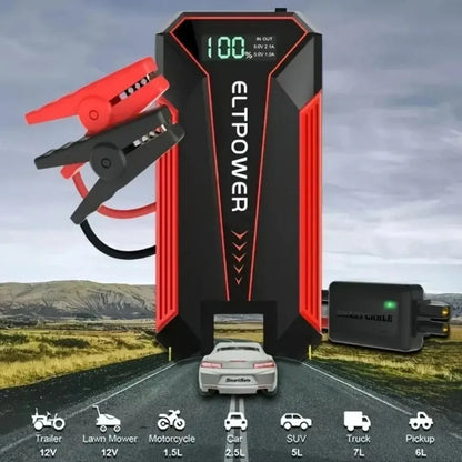 20000 MAh Car Jump Starter Power Supply With Dual USB Fast Charging And Red LED Light. - THE MILE MAKER DRIVER SHOP