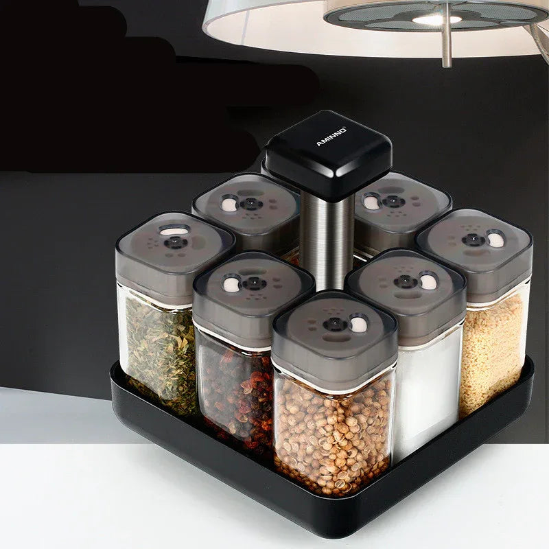 Spice Jar Glass Organizer Pepper Seasoning Container Kitchen - THE MILE MAKER DRIVER SHOP