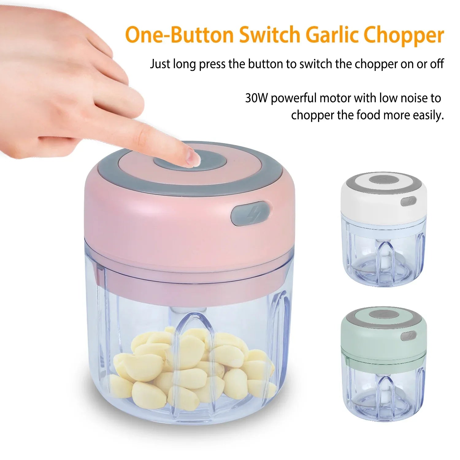 Mini Electric Garlic Chopper 8.45OZ Cordless Garlic Mincer Food Chopper Rechargeable Food Blender Chili Nut Onion Pepper Meat Ginger Food - THE MILE MAKER DRIVER SHOP