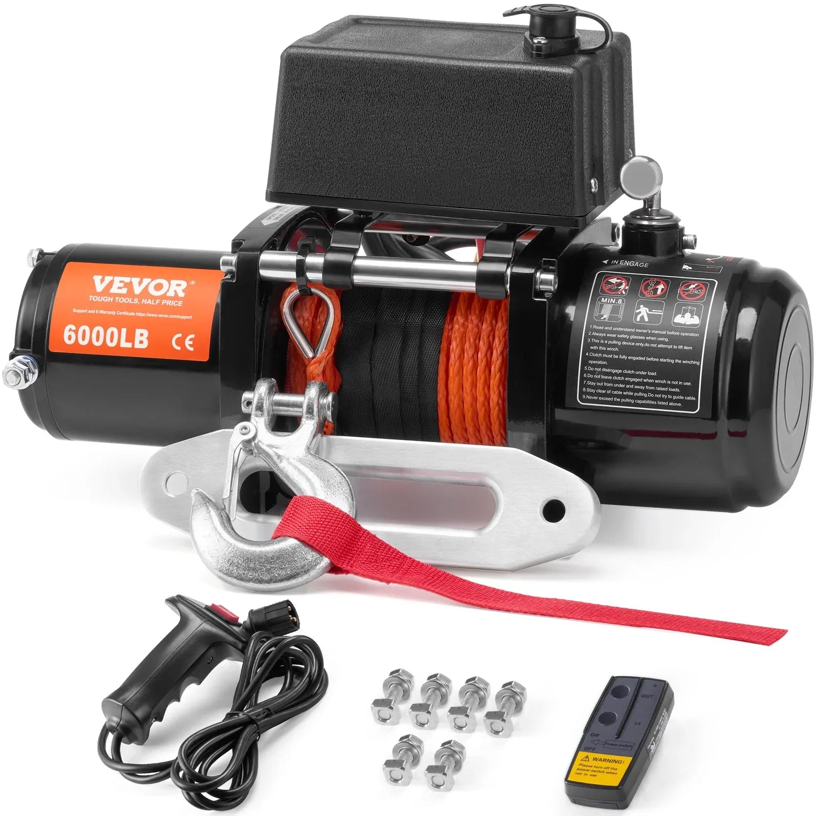 Electric Winch For Truck 6000 Lb Synthetic Rope Waterproof Remote Control - THE MILE MAKER DRIVER SHOP