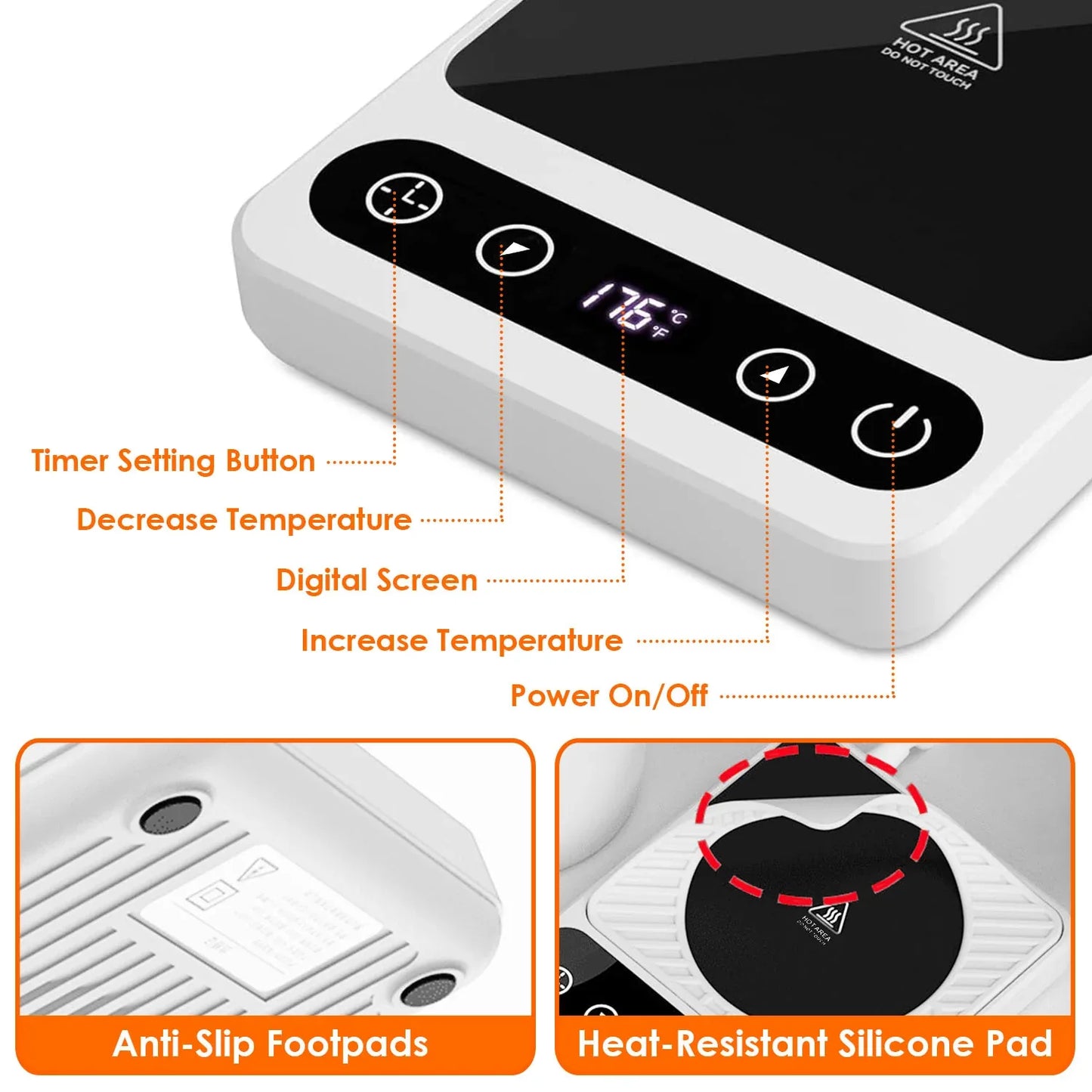 3 Colors Options -- 1Pc Desktop Electric Mug Warmer Auto Shut Off Timer Setting 6 Temperature Levels Cup Warmer For Milk Tea Cup Heating Plate - THE MILE MAKER DRIVER SHOP