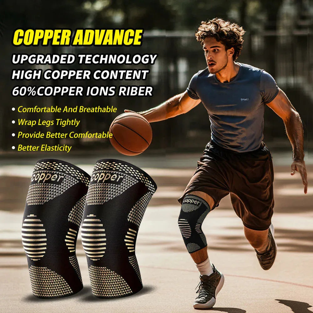 1 Pair Copper Knee Pads Ultimate Shock-Absorbing Gear For Men & Women Superior Knee Support For Sports Yoga Fitness Basketball - THE MILE MAKER DRIVER SHOP