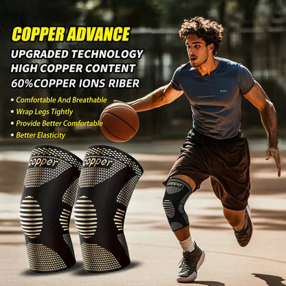1 Pair Copper Knee Pads Ultimate Shock-Absorbing Gear For Men & Women Superior Knee Support For Sports Yoga Fitness Basketball - THE MILE MAKER DRIVER SHOP