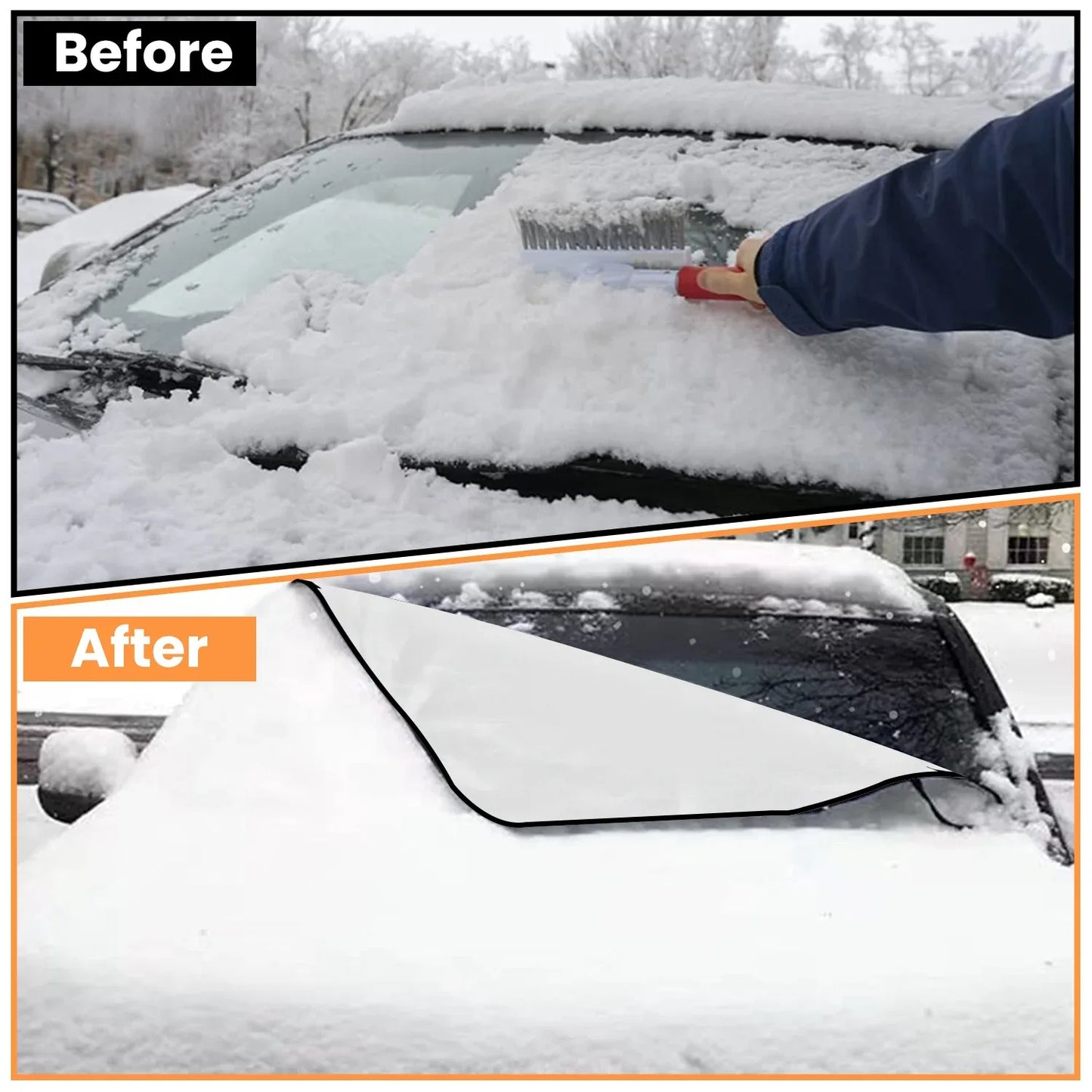 1Set Magnetic Car Windshield Cover Front Rear Car Windshield Protector Against Snow Sun Dirt Leaves Fit For All Cars Oxford Fabric Waterproof Heat-Resistant - THE MILE MAKER DRIVER SHOP