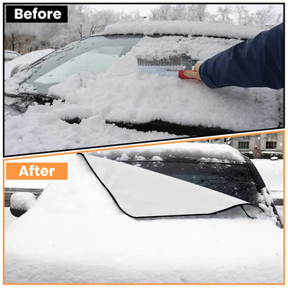 1Set Magnetic Car Windshield Cover Front Rear Car Windshield Protector Against Snow Sun Dirt Leaves Fit For All Cars Oxford Fabric Waterproof Heat-Resistant - THE MILE MAKER DRIVER SHOP