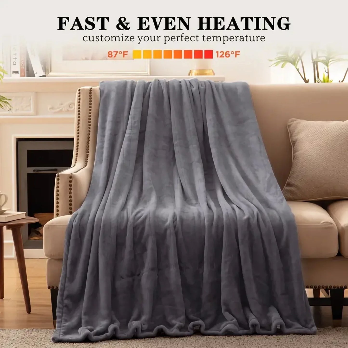Heated Blanket Queen Size With Dual Zone Control - 10 Heat Settings Electric Throw Blanket With Automatic Shut Off Timer, Machine Washable Soft Flannel - THE MILE MAKER DRIVER SHOP