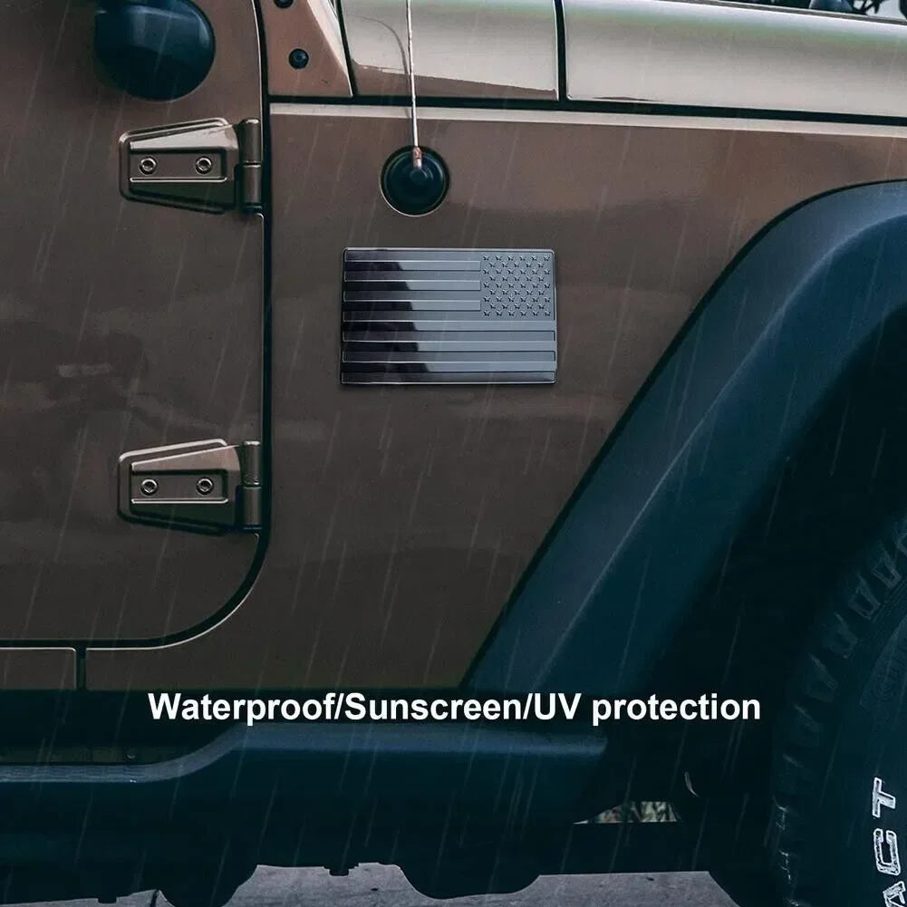 2PCS Metal USA Flag Sticker American Car Truck Decal Emblem Black - THE MILE MAKER DRIVER SHOP