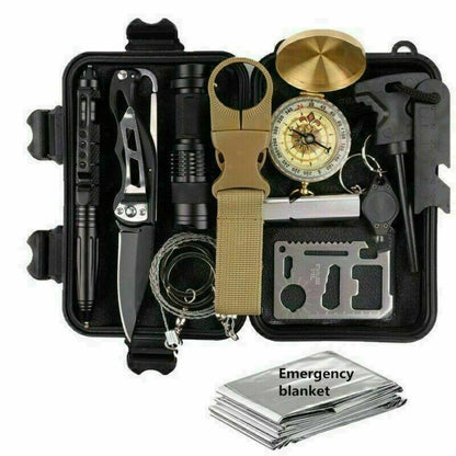 14-In-1 Outdoor Emergency Survival Kit Camping Hiking Tactical Gear Case Set Box - THE MILE MAKER DRIVER SHOP