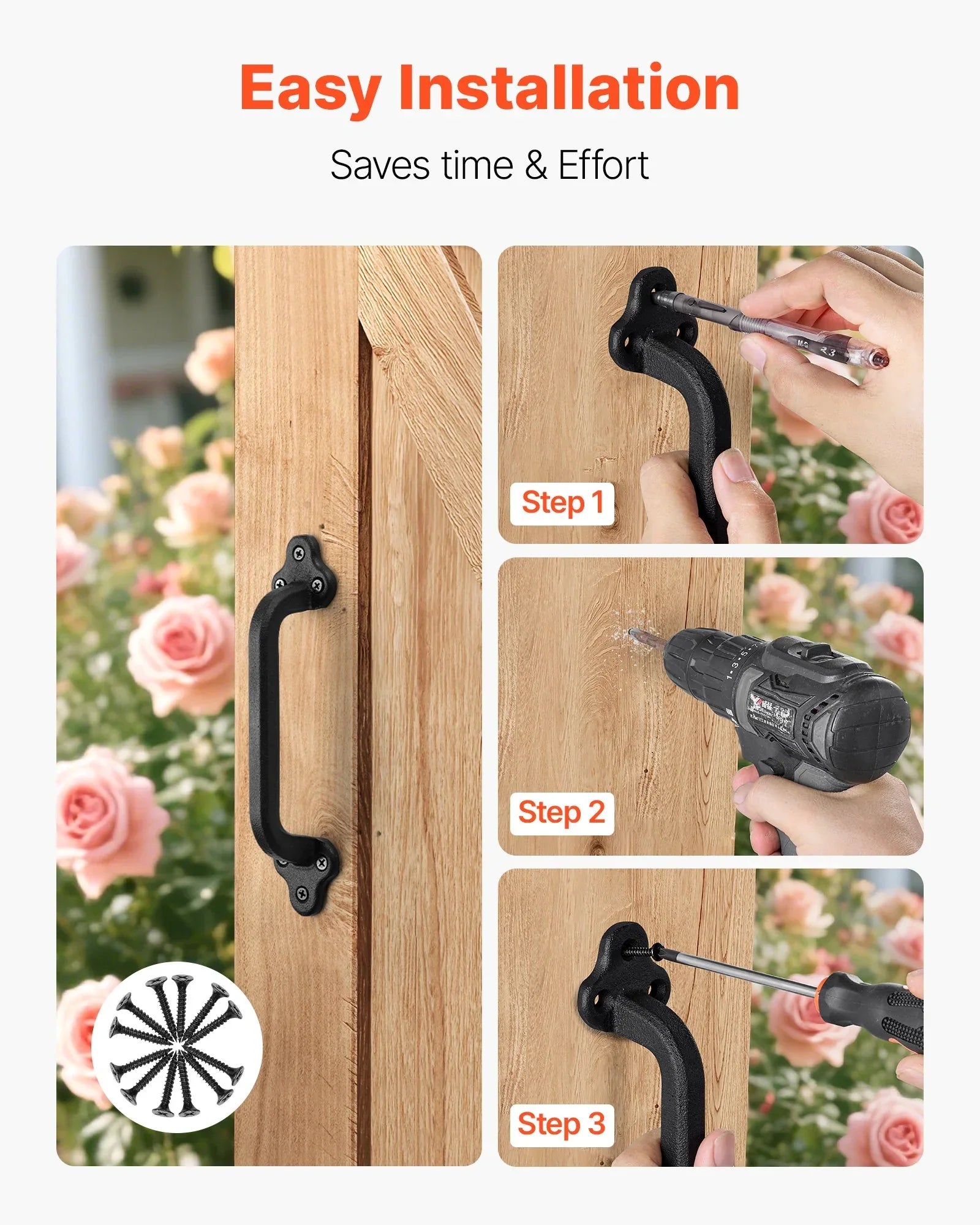 2Pcs Barn Door Handles 9 In Rustic Heavy Duty Carbon Steel Garden Gate Pulls - THE MILE MAKER DRIVER SHOP