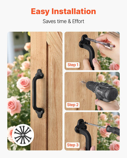 2Pcs Barn Door Handles 9 In Rustic Heavy Duty Carbon Steel Garden Gate Pulls - THE MILE MAKER DRIVER SHOP