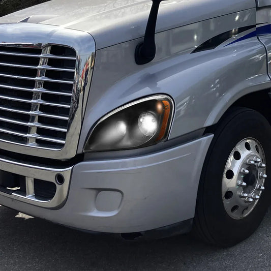 For 2008-2017 Freightliner Cascadia Black Headlights Headlamps Left,Right - THE MILE MAKER DRIVER SHOP