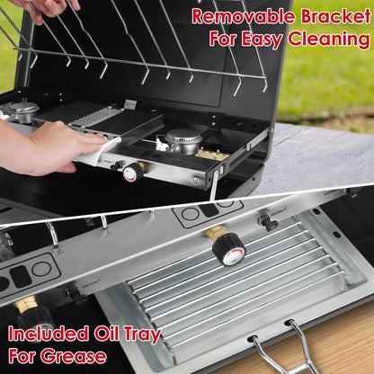 3 Burner Camping Stove 20000 BTU Portable Foldable Propane Stove With Toast Tray Windshield Portable Handle Outdoor Cooking Gas Stove For RV Camping BBQ Picnic - THE MILE MAKER DRIVER SHOP