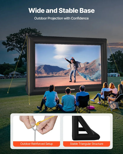 20FT Inflatable Projector Screen, Inflatable Movie Screen Outdoor With 250W Air Blower Projector Screen Oxford Fabric Material Blow Up Screen For Outdoor Backyard, Home Theater, Theme Party - THE MILE MAKER DRIVER SHOP