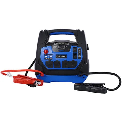 Rechargeable Jump Starter For Gas Diesel Vehicles - 1800 Amps With Air Compressor And AC, 12V DC, USB Power Station - THE MILE MAKER DRIVER SHOP