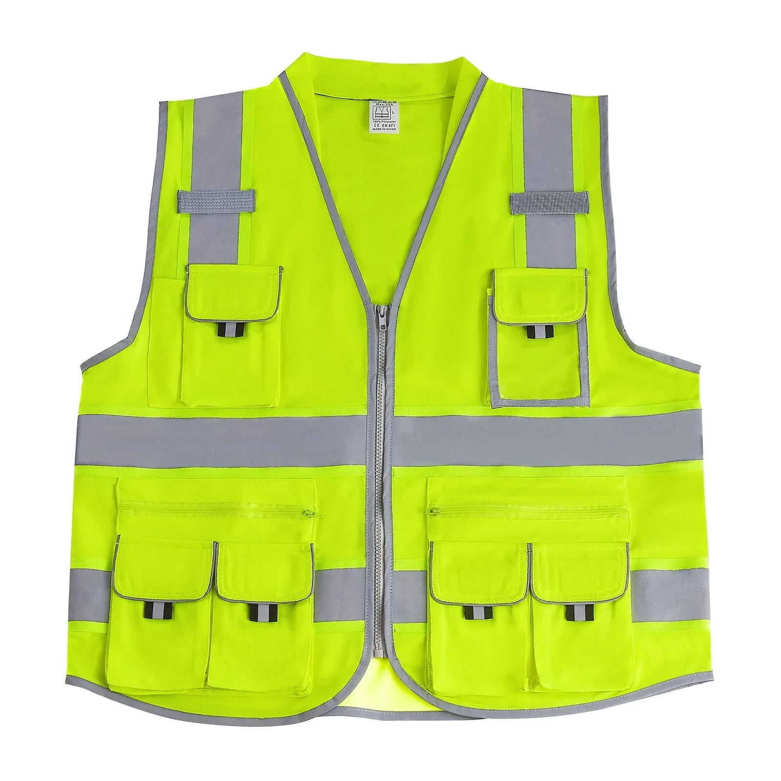 Safety Vest Reflective Yellow Work Vest With 10 Pockets For Men & Women - THE MILE MAKER DRIVER SHOP