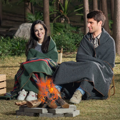 Wool Camping Blanket 64X 88 Warm For Camping Hiking Travel Light Grey - THE MILE MAKER DRIVER SHOP