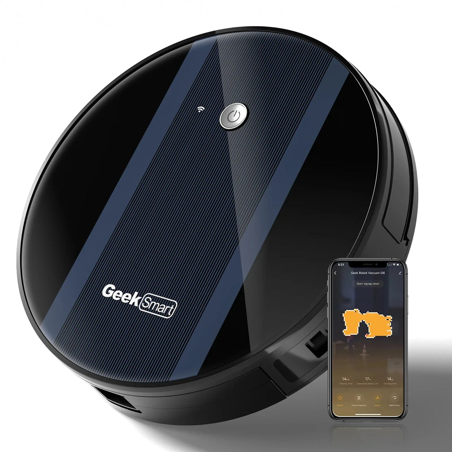 Geek Smart Robot Vacuum Cleaner G6 Plus, Ultra-Thin, 1800Pa Strong Suction, Automatic Self-Charging, Wi-Fi Connectivity, App Control, Custom Cleaning, Great For Hard Floors To Carpets.Ban On Amazon - THE MILE MAKER DRIVER SHOP