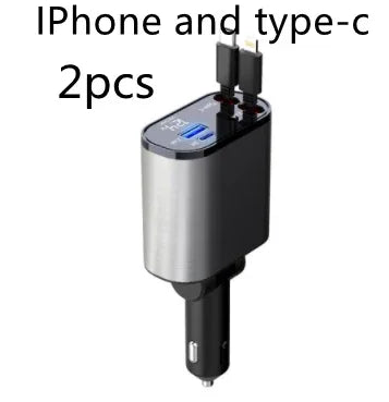 Metal Car Charger 100W Super Fast Charging Car Cigarette Lighter USB And TYPE-C Adapter - THE MILE MAKER DRIVER SHOP