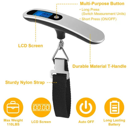 Portable Digital Luggage Scale 50kg 10g LCD Hanging Luggage Scale Electronic Digital Weight Scale For Travel Household - THE MILE MAKER DRIVER SHOP