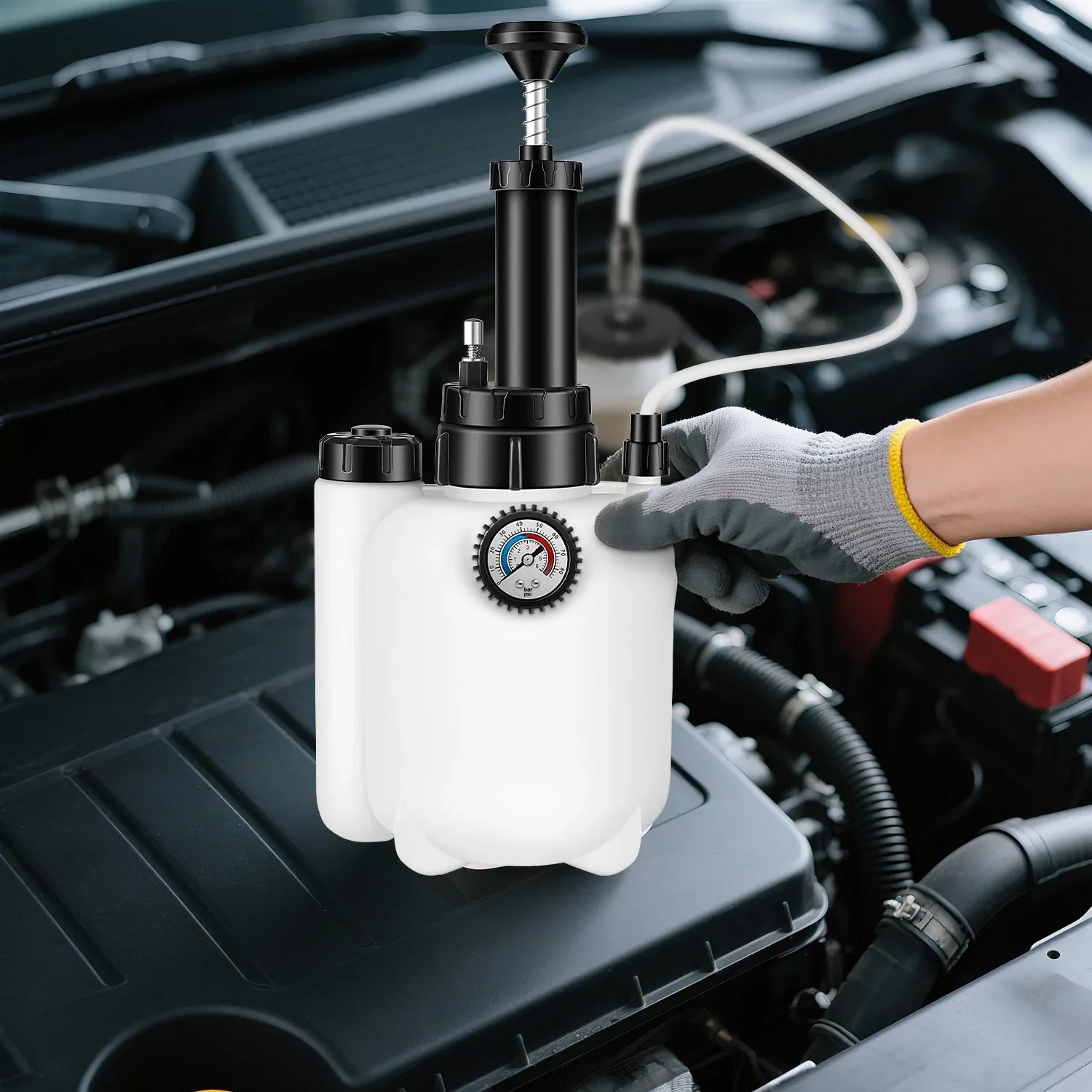 1 Set 3L Manual Brake Bleeder Kit One Person Brake Bleed Vacuum Pump Automotive Brake Fluid Bleeding Kit With 1L Waste Oil Bottle 4 Master Cylinder Adapters Gloves Funnel Fit For Most Vehicles - THE MILE MAKER DRIVER SHOP