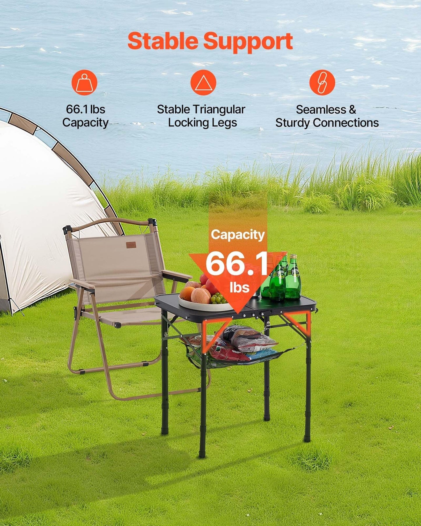 2ft Folding Portable Camping Table Aluminum Outdoor Table Adjustable Height - THE MILE MAKER DRIVER SHOP