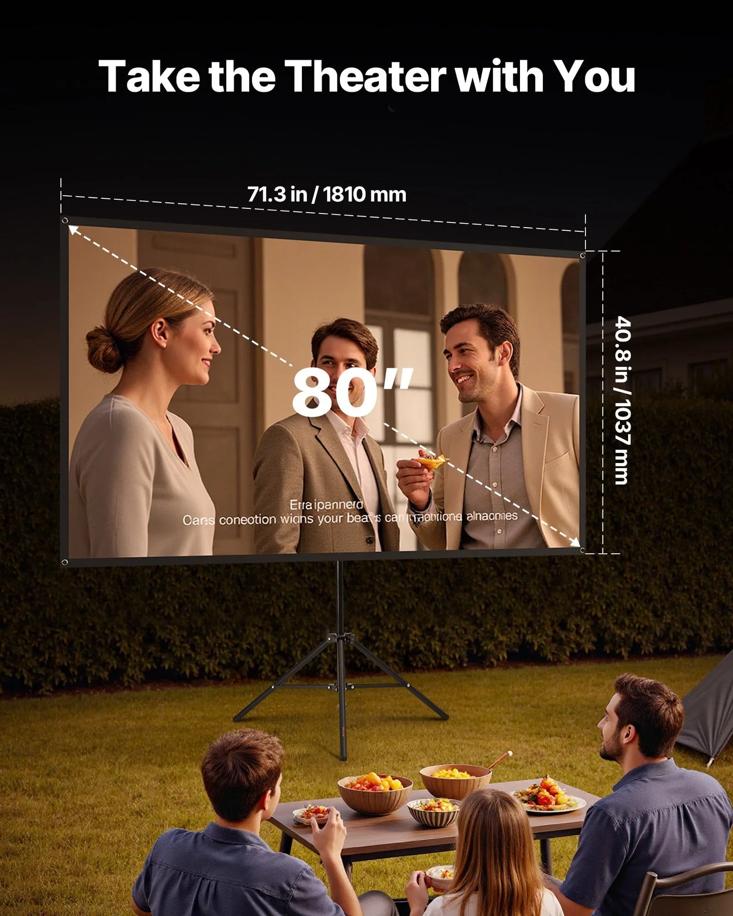 Tripod Projector Screen With Stand 80 Inch 160° Wide Angle 4K HD 16:9 Screen - THE MILE MAKER DRIVER SHOP