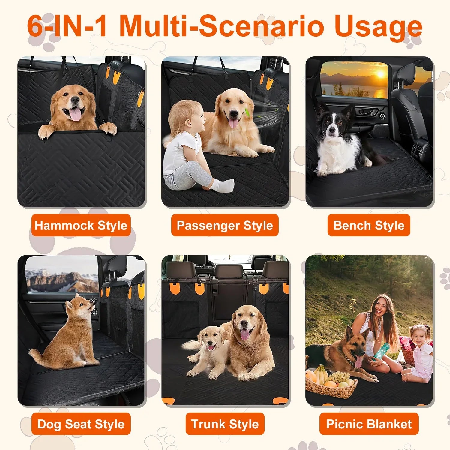 1Pc Dog Car Seat Cover For Back Seat Waterproof Oxford Cloth Seat Cover Hammock Non-Slip Scratchproof Back Seat Extender With Side Flap Mesh Window Storage Bag For Car SUV Truck - THE MILE MAKER DRIVER SHOP