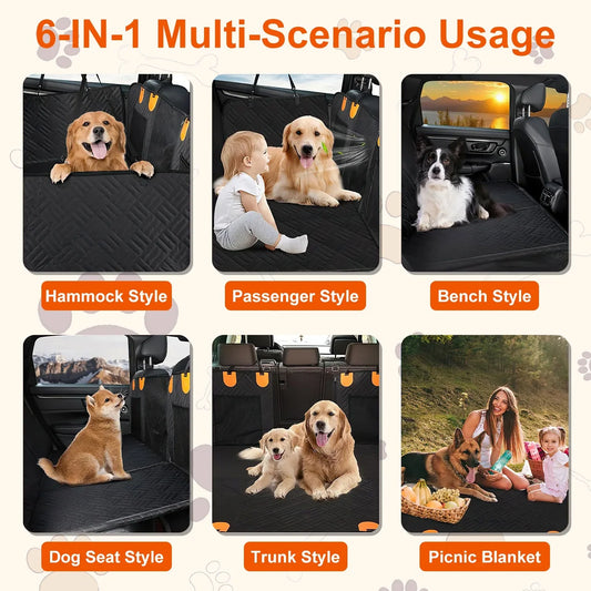 1Pc Dog Car Seat Cover For Back Seat Waterproof Oxford Cloth Seat Cover Hammock Non-Slip Scratchproof Back Seat Extender With Side Flap Mesh Window Storage Bag For Car SUV Truck - THE MILE MAKER DRIVER SHOP