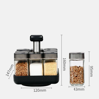 Spice Jar Glass Organizer Pepper Seasoning Container Kitchen - THE MILE MAKER DRIVER SHOP