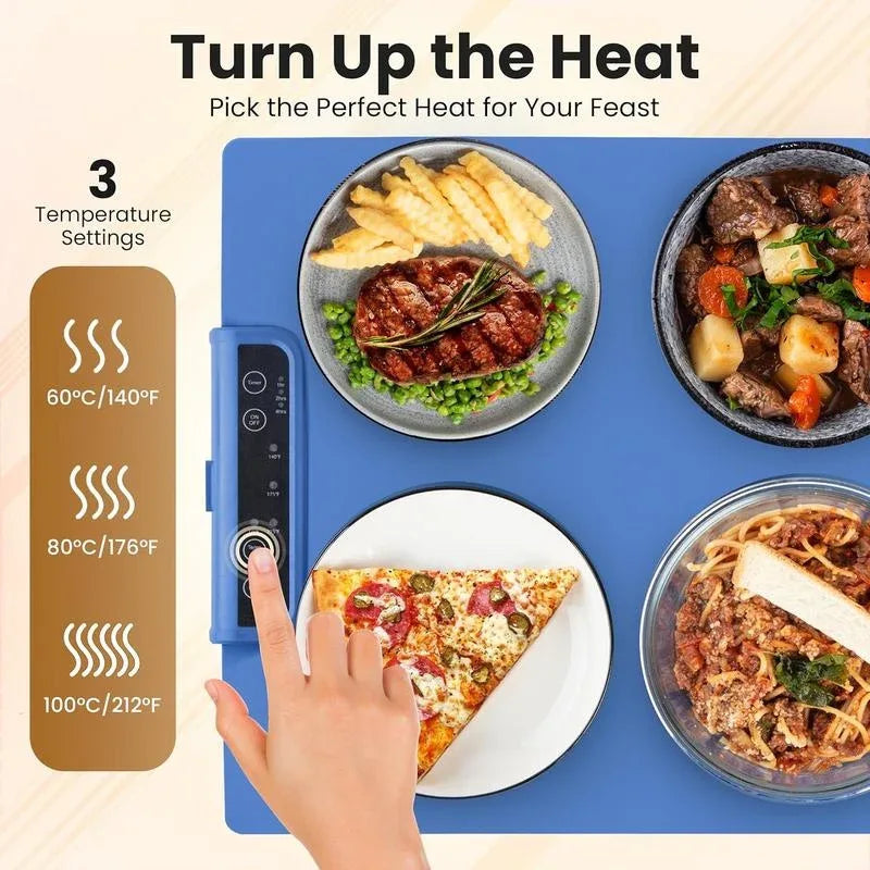 Electric Warming Tray, Food Heating Pad, Maximum Temperature Adjustable, Food Warmer, Portable Kitchen Utensil Pad - THE MILE MAKER DRIVER SHOP