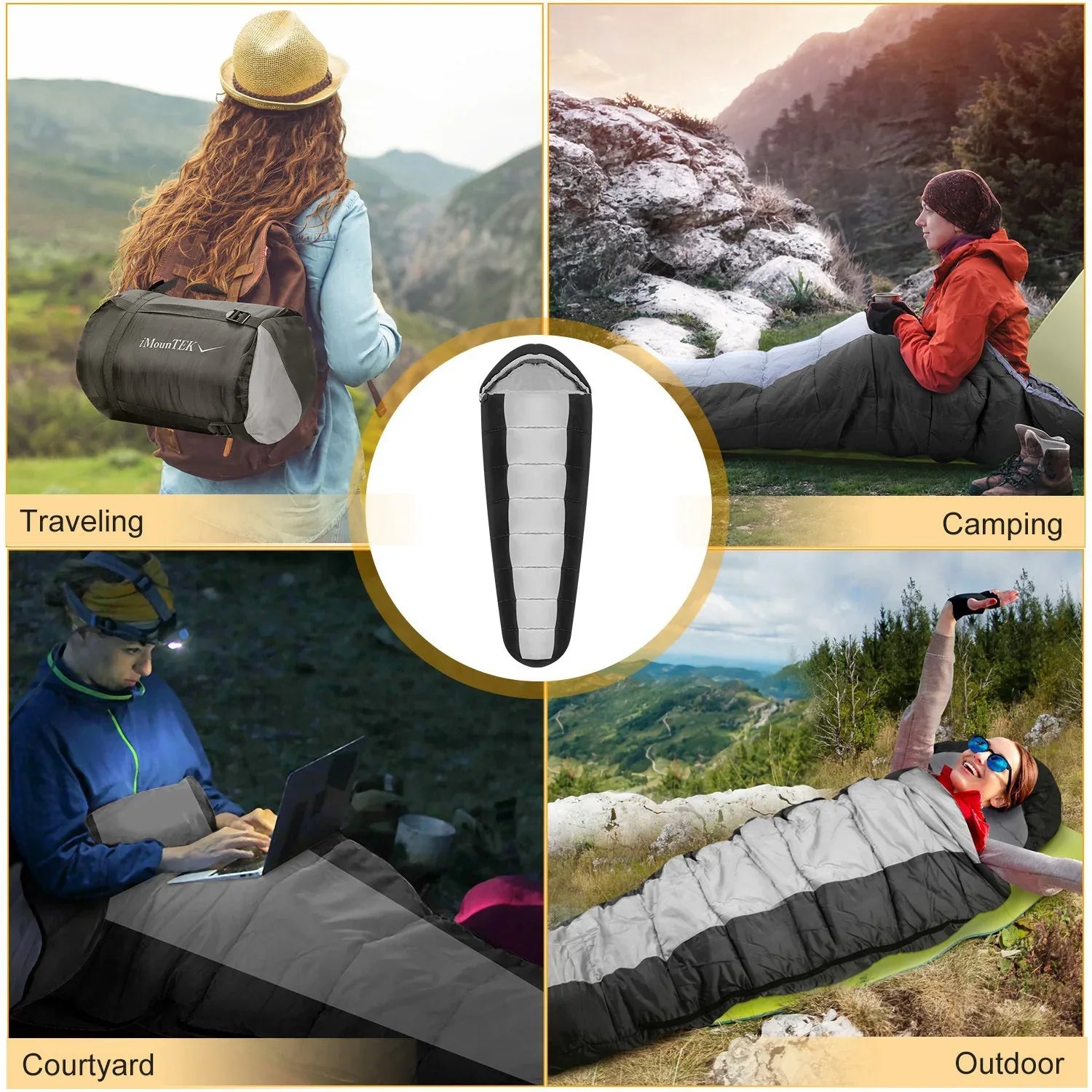 1Pc Mummy Sleeping Bag Camping Sleeping Bags For Adults Outdoor Soft Thick Water-Resistant Moisture-proof Sleep Bag Suitable For Spring Autumn Winter Seasons - THE MILE MAKER DRIVER SHOP