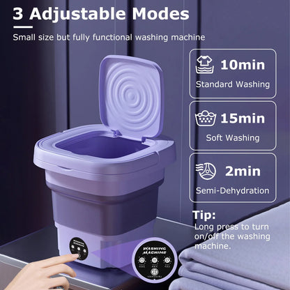 1Pc Portable Washing Machine Foldable Laundry Machine With Detachable Drain Basket 3 Modes Electric Clothes Washer For Underwear Socks Towels Baby Clothes - THE MILE MAKER DRIVER SHOP