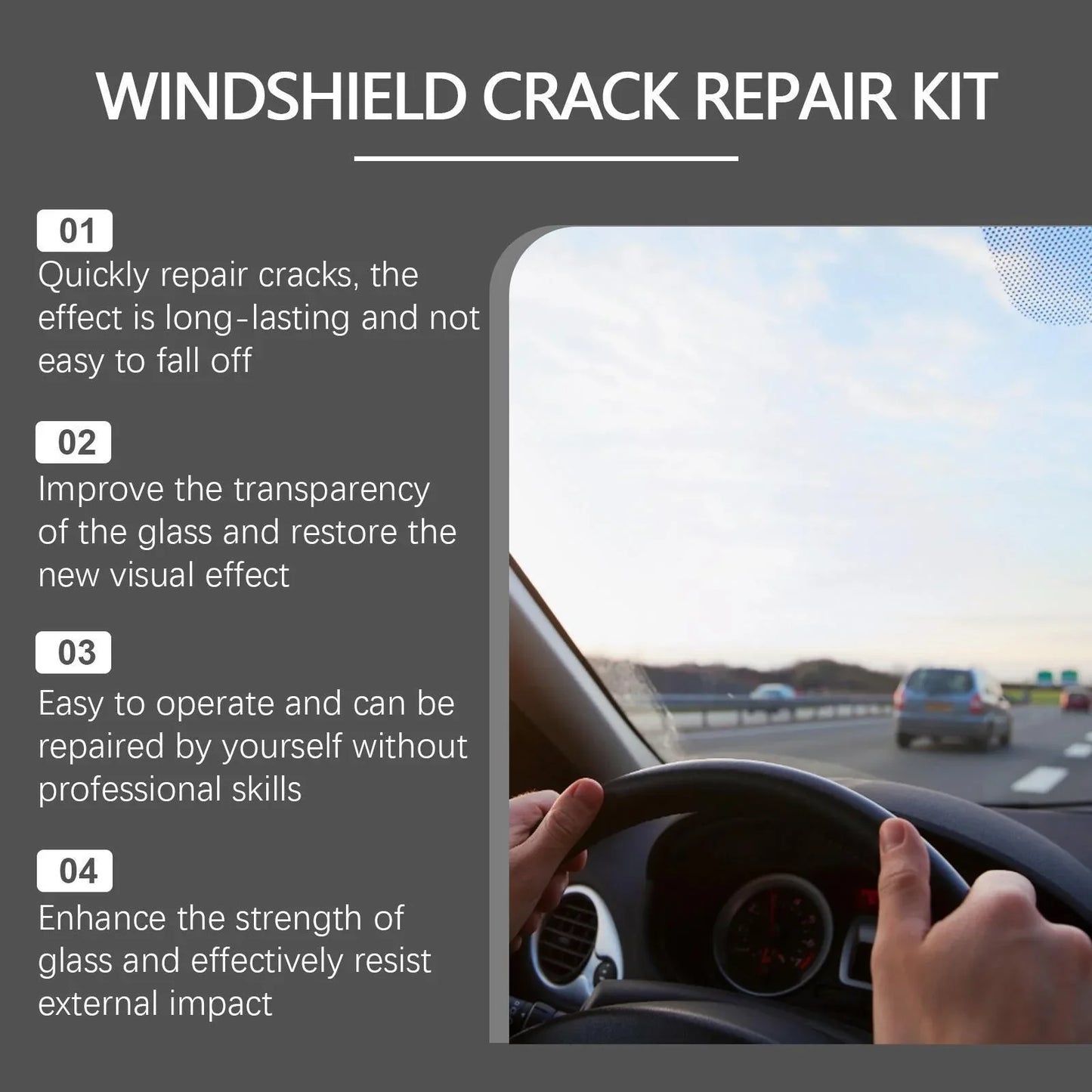 Holmont Car Windshield Crack Repair Kit Nano-repair Fluid Quickly Repairs Cracks For A Clear View And Safe Travel - THE MILE MAKER DRIVER SHOP