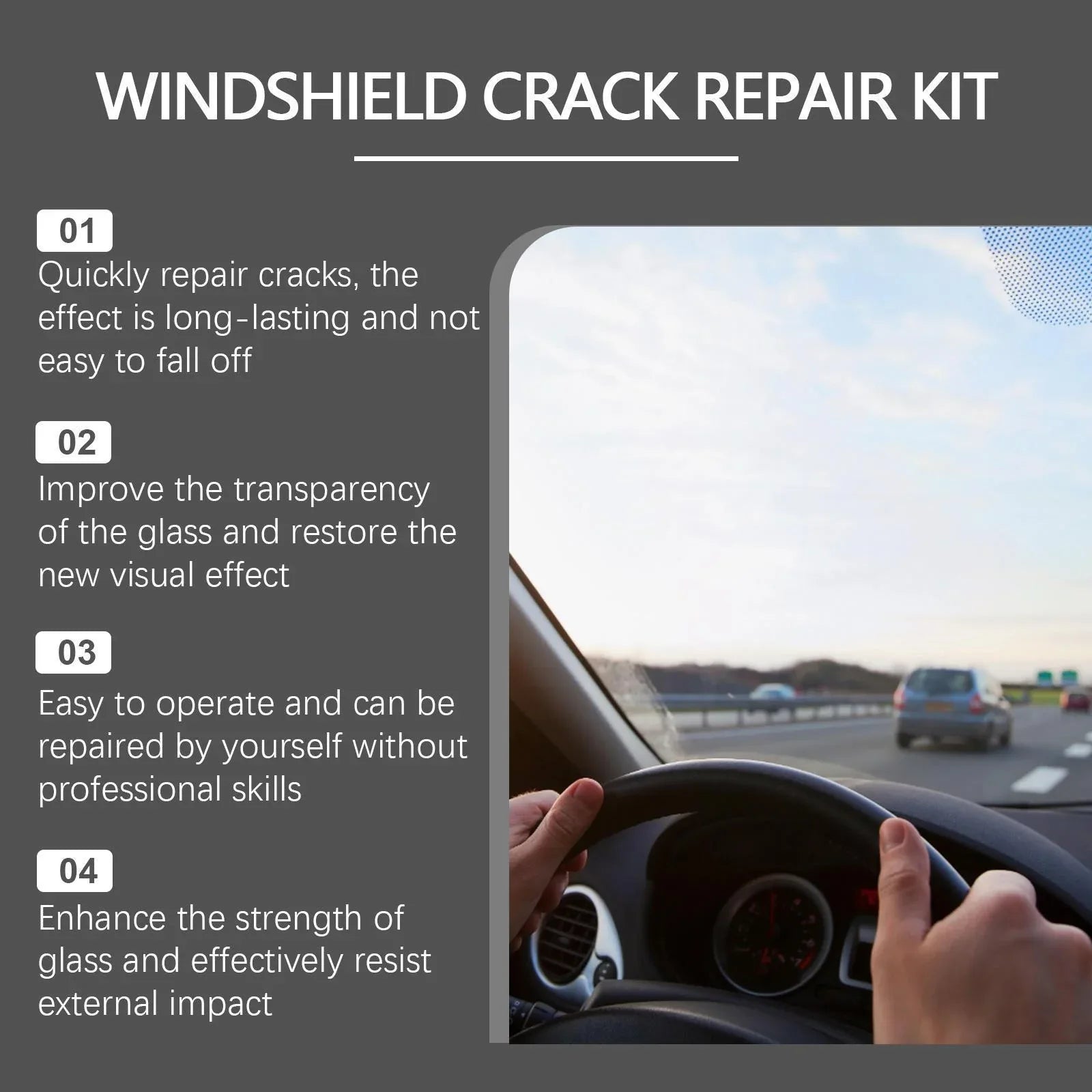 Holmont Car Windshield Crack Repair Kit Nano-repair Fluid Quickly Repairs Cracks For A Clear View And Safe Travel - THE MILE MAKER DRIVER SHOP