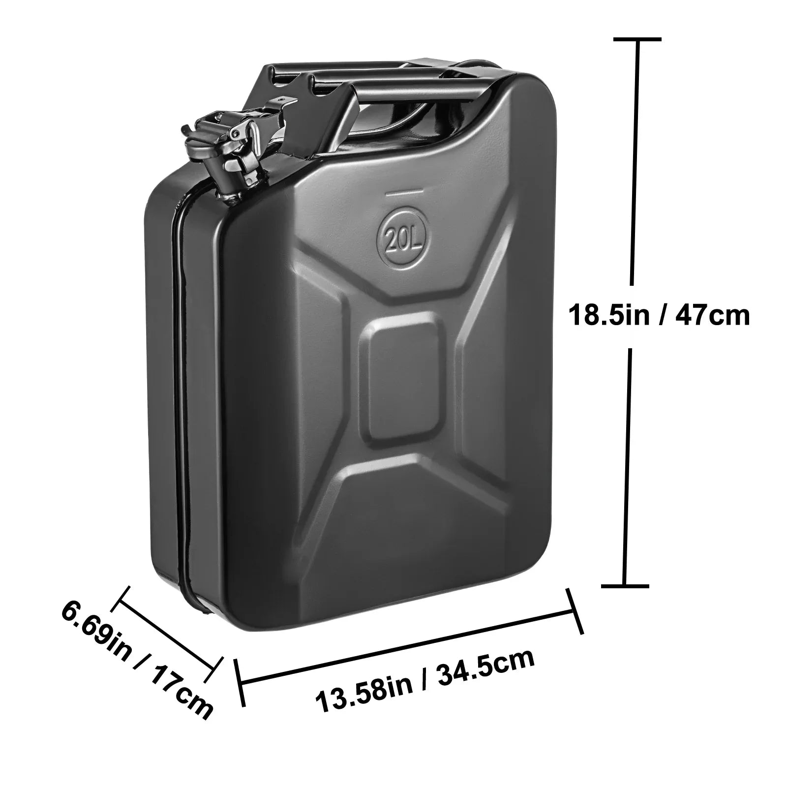 VEVOR Jerry Fuel Can, 5.3 Gallo 20 L Portable Jerry Gas Can With Flexible Spout System, Rustproof Heat-resistant Steel Fuel Tank For Cars Trucks Equipment, Black - THE MILE MAKER DRIVER SHOP