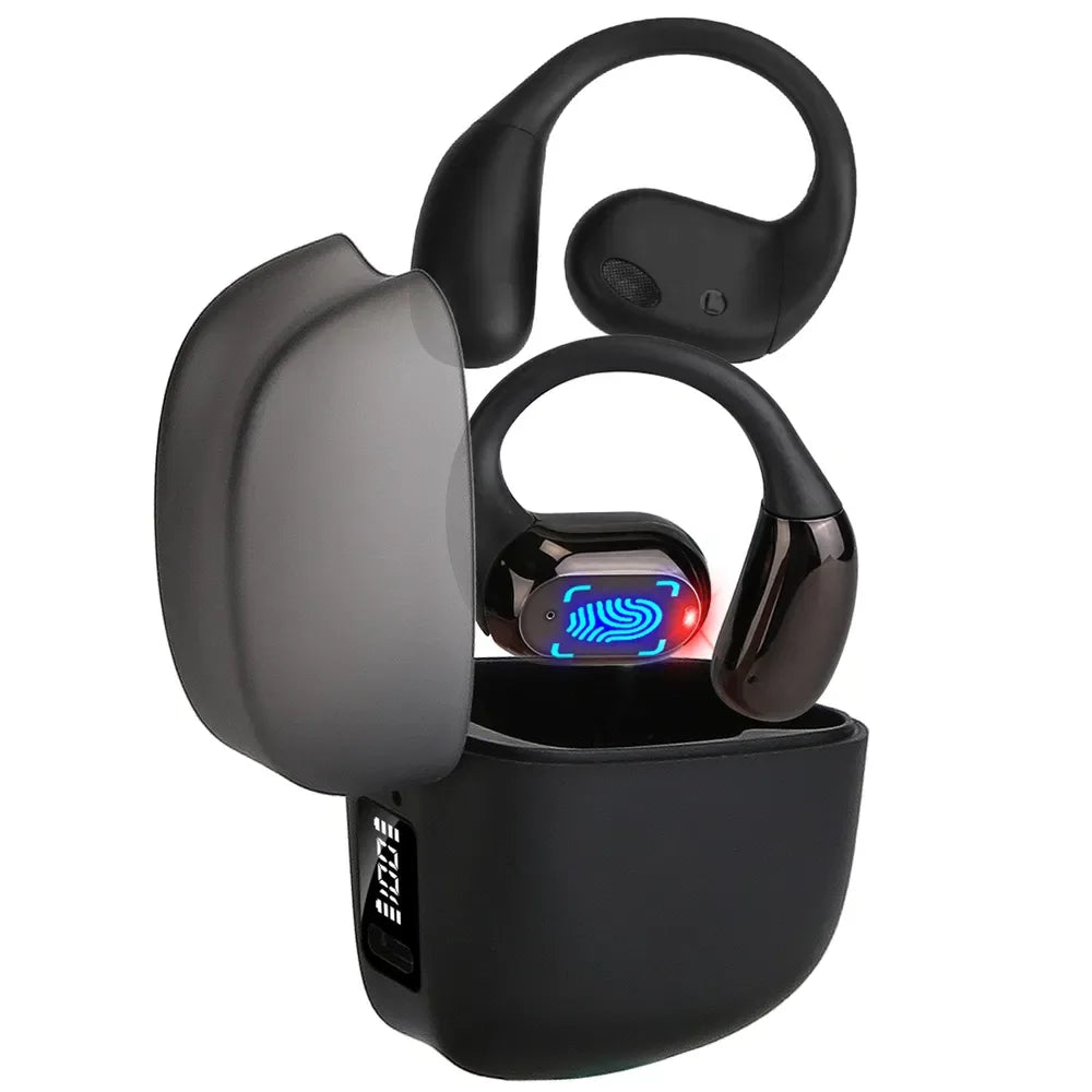 Wireless V5.4 Open Ear Earbuds With Earhook LED Display Charging Case IPX5 Waterproof 300Hrs Standby Time Touch Control Stereo Sport Headphones For Workout Running - THE MILE MAKER DRIVER SHOP