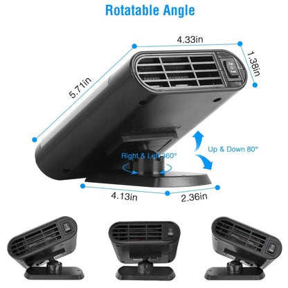24V 200W Or 12V 150W Portable Car Heater Heating Fan 2 In 1 Defroster Defogger Demister Windshield Heater Automotive Cooling Fan With 360 Degree Rotating Base - THE MILE MAKER DRIVER SHOP