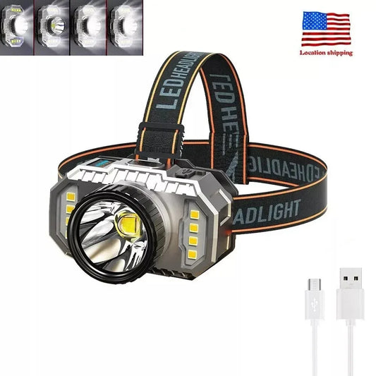 LED Headlight Flashlight Outdoor USB Charging Fishing Headlight Glare Is Suitable For Camping, Work, Maintenance, Car Maintenance, Decoration - THE MILE MAKER DRIVER SHOP