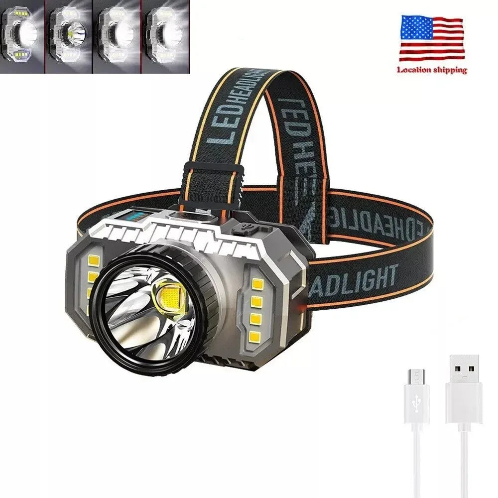 LED Headlight Flashlight Outdoor USB Charging Fishing Headlight Glare Is Suitable For Camping, Work, Maintenance, Car Maintenance, Decoration - THE MILE MAKER DRIVER SHOP