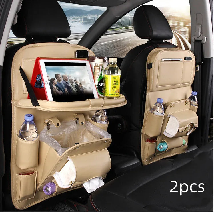PU Leather Car Storage Bag Multifunction Seat Back Tray Hanging Bag Waterproof Car Organizer Automotive Interior Accessories - THE MILE MAKER DRIVER SHOP