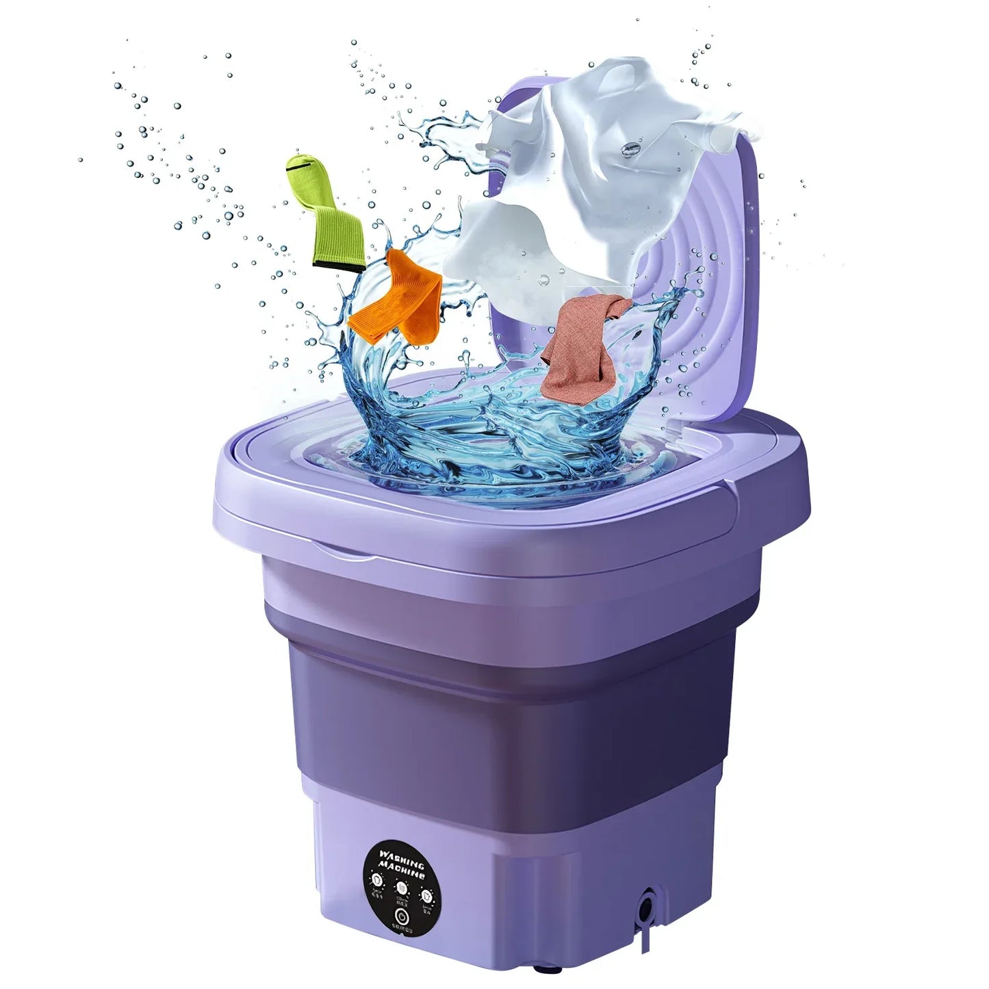 1Pc Portable Washing Machine Foldable Laundry Machine With Detachable Drain Basket 3 Modes Electric Clothes Washer For Underwear Socks Towels Baby Clothes - THE MILE MAKER DRIVER SHOP