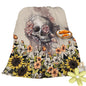 Rustic Skull Sunflower Flannel Fleece Blanket Floral Skull Flannel Soft Plush Throw Blanket Cozy Blankets For Bed Chair Car Sofa Couch Bedroom 75x100cm 130x150cm 150x200cm - THE MILE MAKER DRIVER SHOP