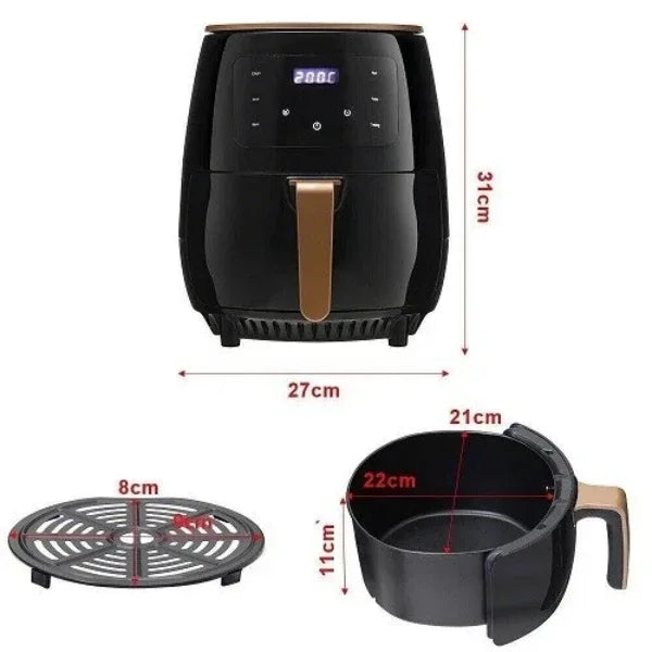 6L Air Fryer Large Capacity Digital Touch Screen Mulitifunction Oil Free Cooking - THE MILE MAKER DRIVER SHOP