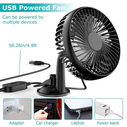 Car Cooling Fan Portable Rotatable USB Vehicle Fan Backseat Clip - THE MILE MAKER DRIVER SHOP