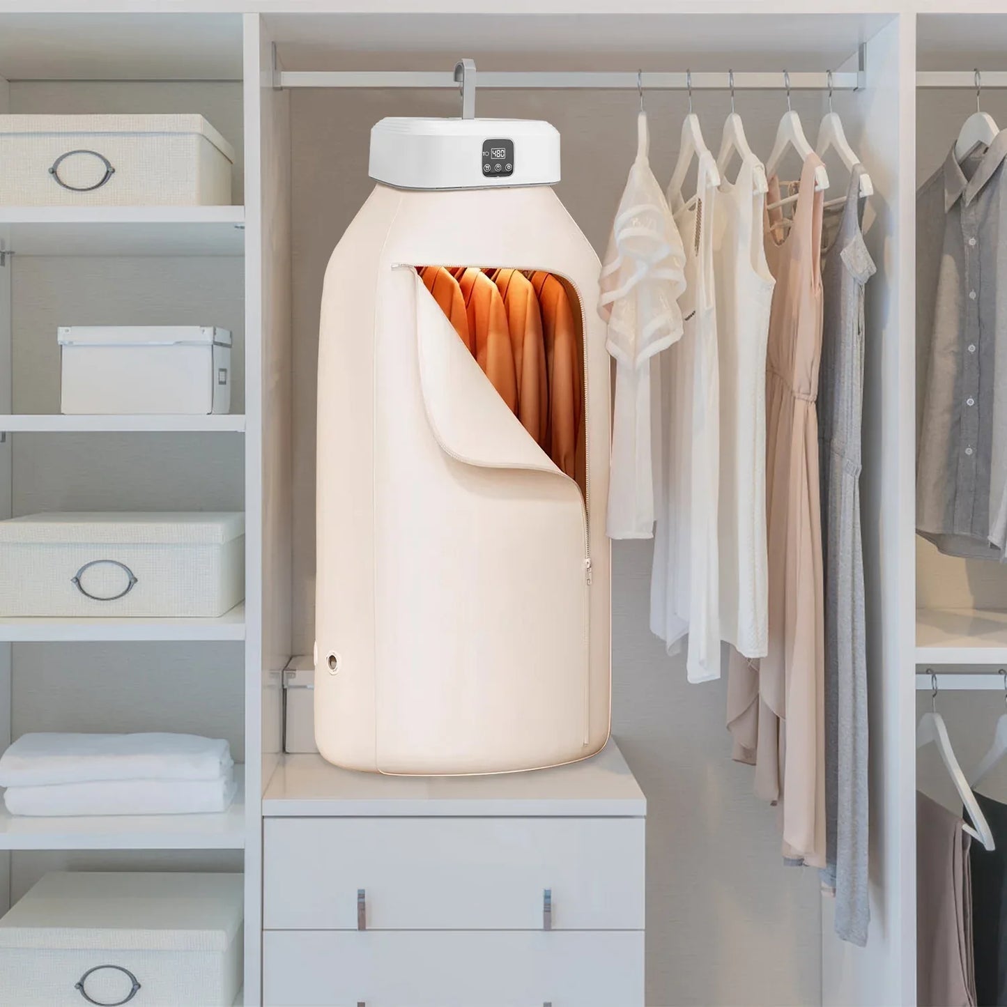 1Pc Portable Clothes Dryer Mini Dryer Foldable Dryer Machine With Timer UV Sterilization 2 Drying Modes Remote Control For Apartment Dorm RV Travel Home - THE MILE MAKER DRIVER SHOP